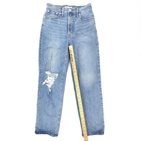 MADEWELL The Perfect Vintage Straight Jean in Kingsbury Wash Knee-Rip 90s Y2K - Picture 4 of 10